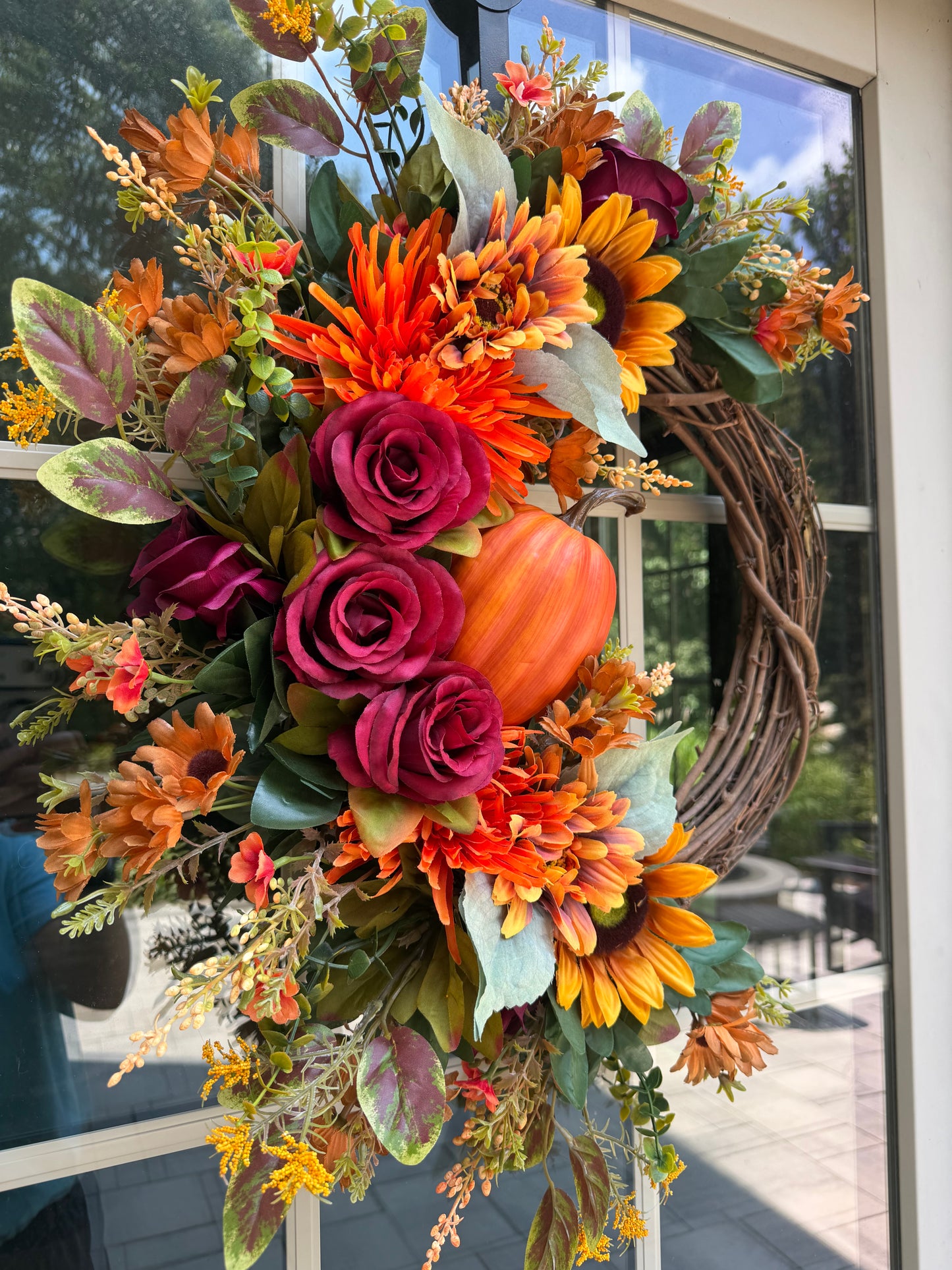 Sunflower, Pumpkin, & Rose Fall Wreath