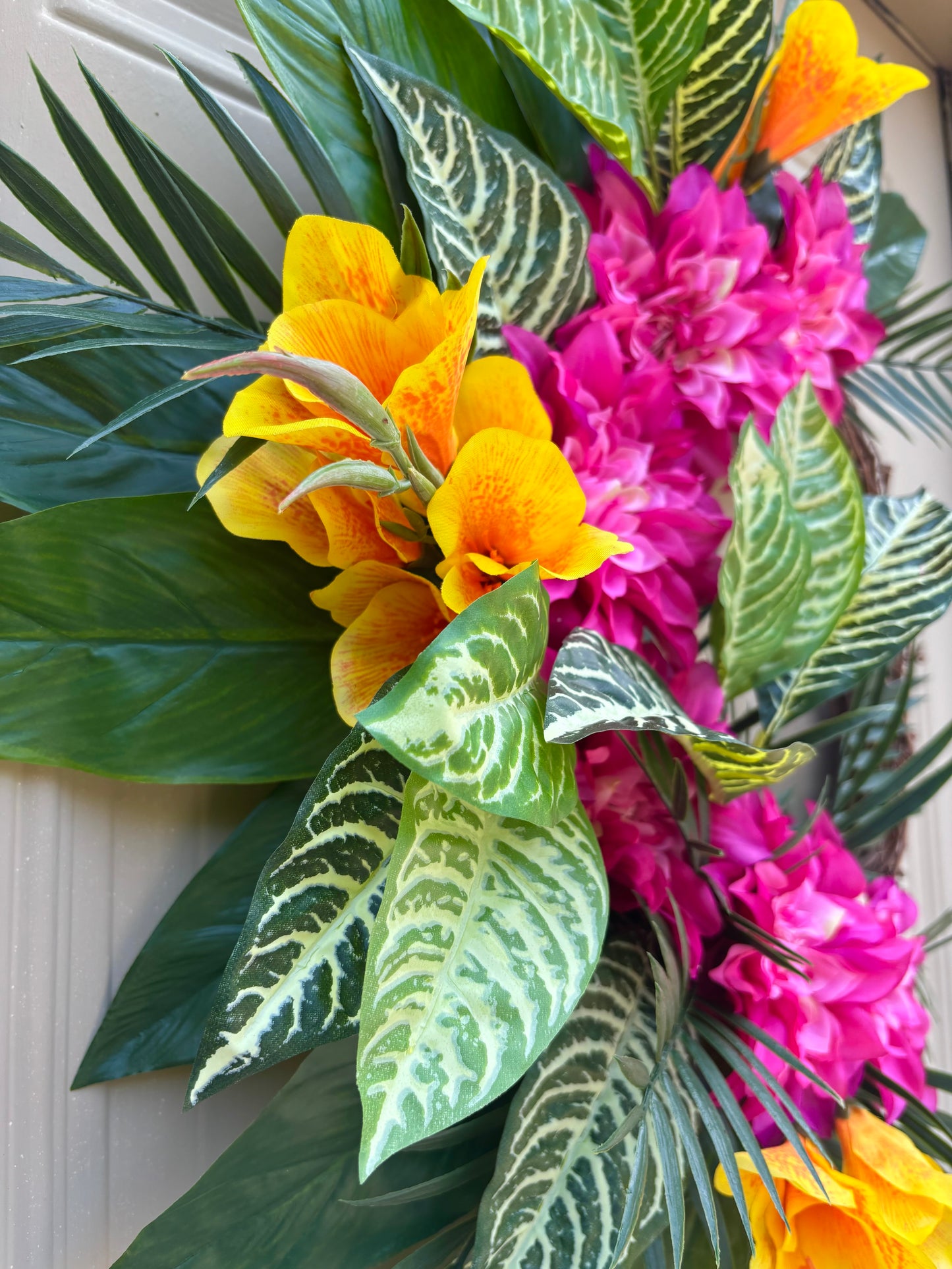 Tropical Zebra Palm Summer Wreath