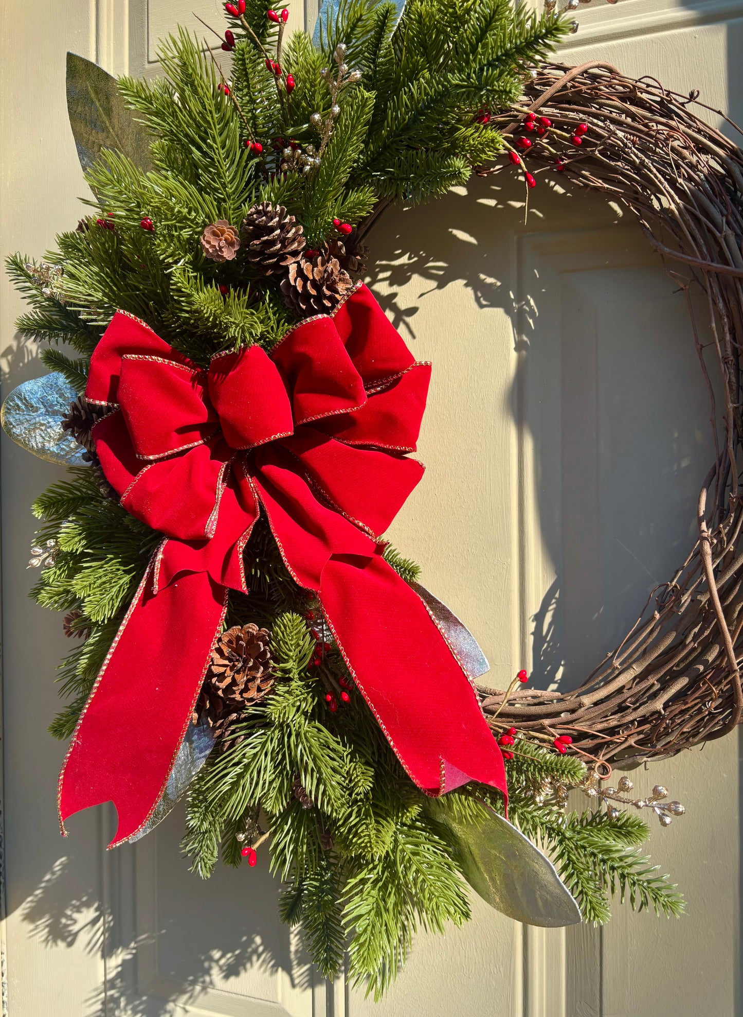 Cranberry & Gold Holiday Wreath