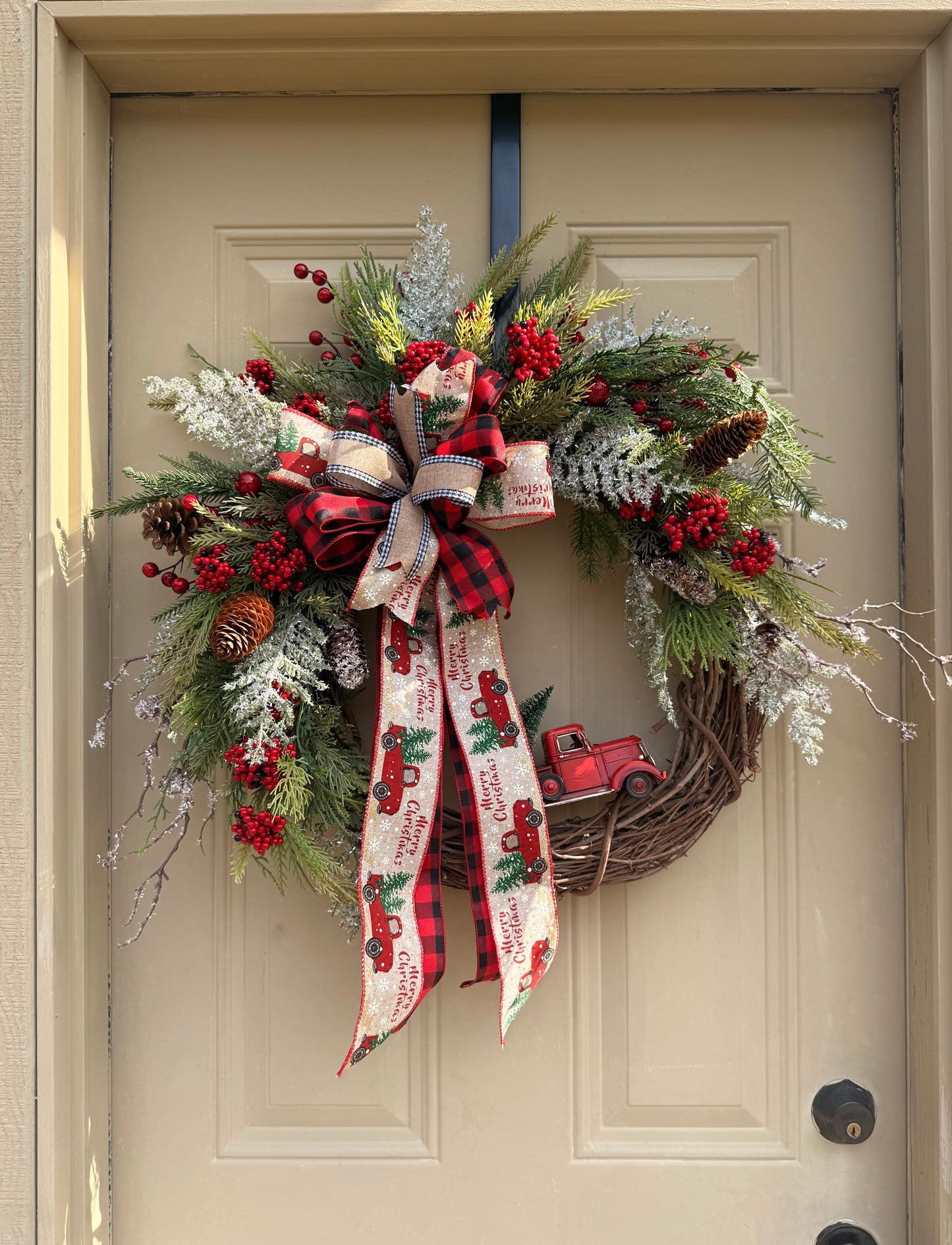 Vintage Red Truck Christmas Wreath