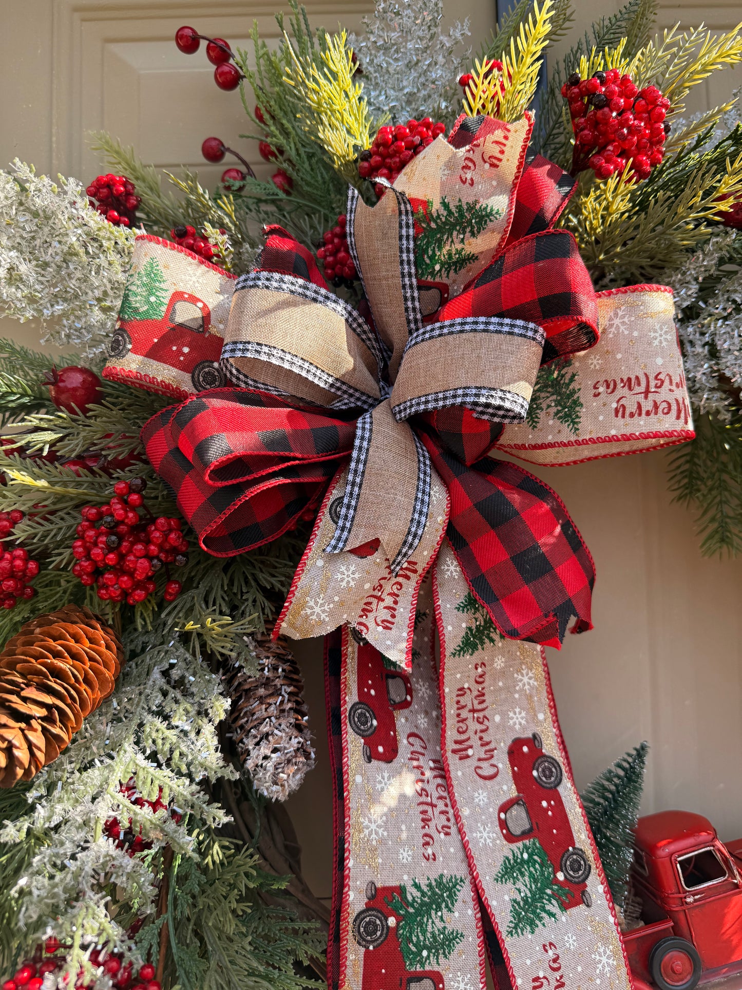 Vintage Red Truck Christmas Wreath