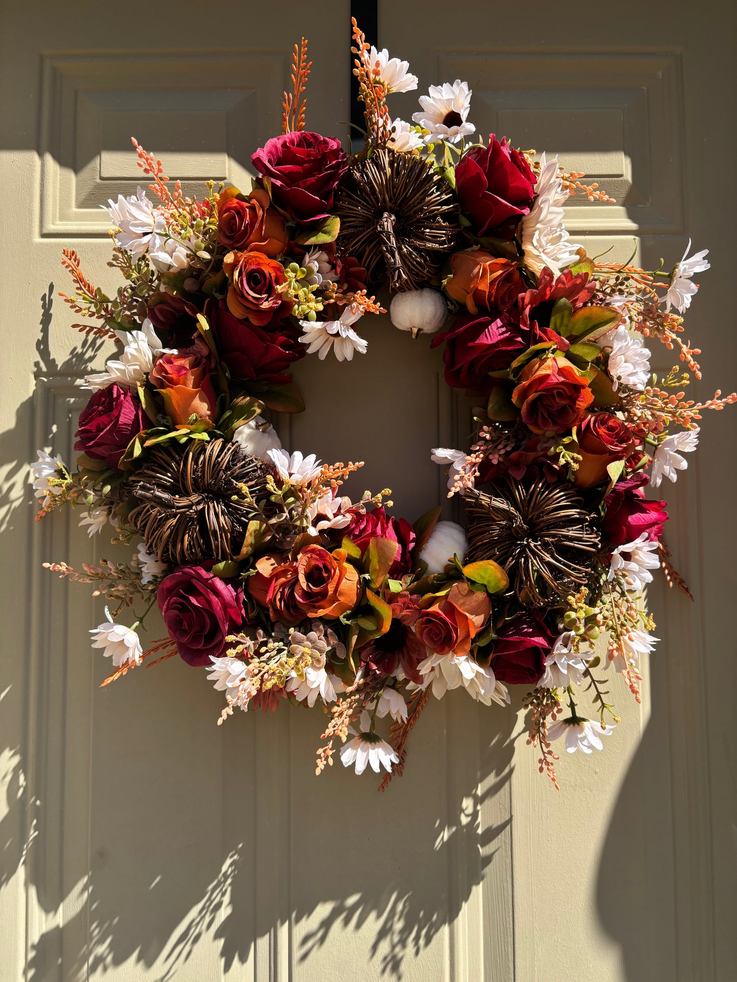 Sunflower and Rose Autumn Wreath