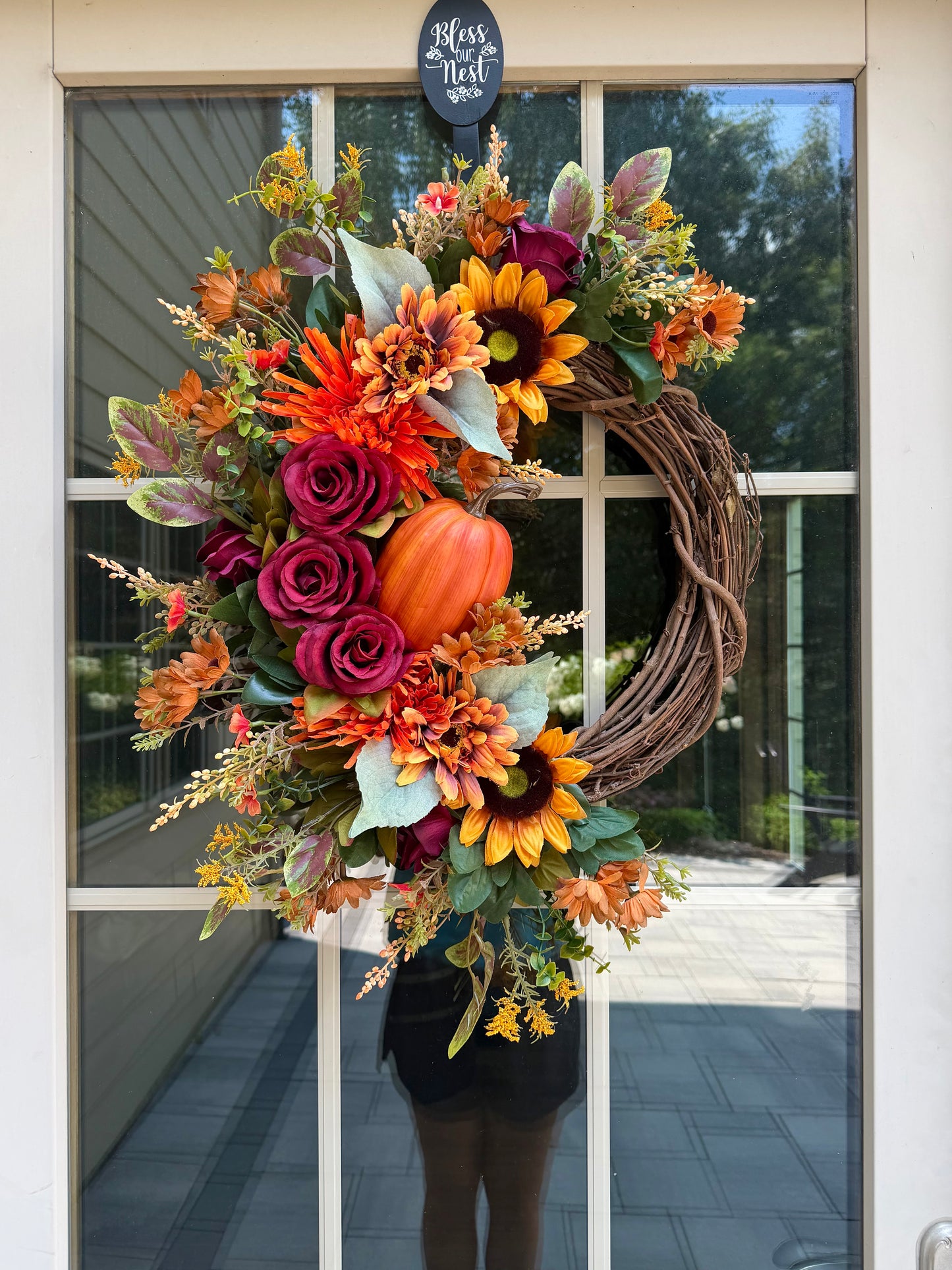 Sunflower, Pumpkin, & Rose Fall Wreath