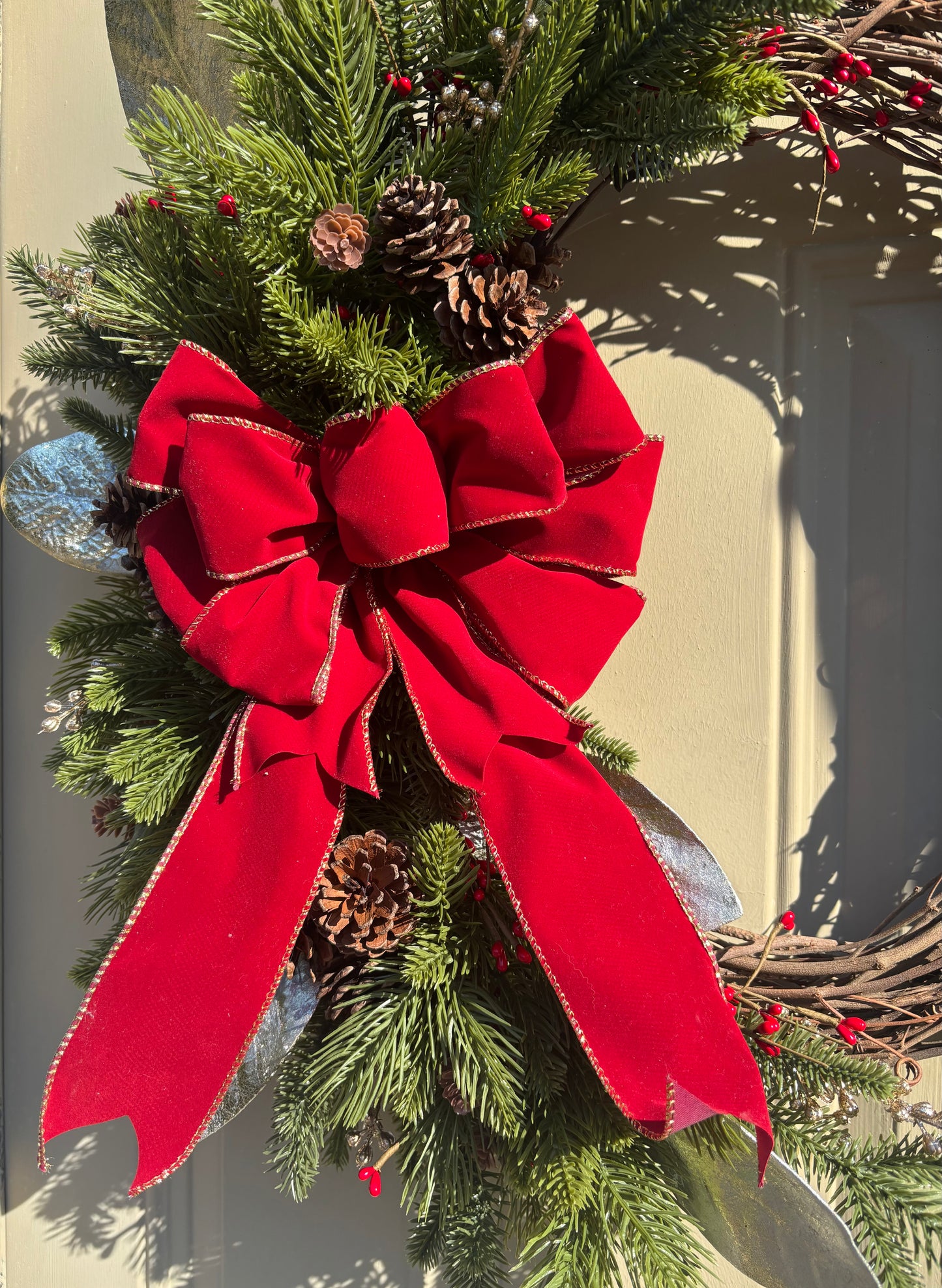 Cranberry & Gold Holiday Wreath