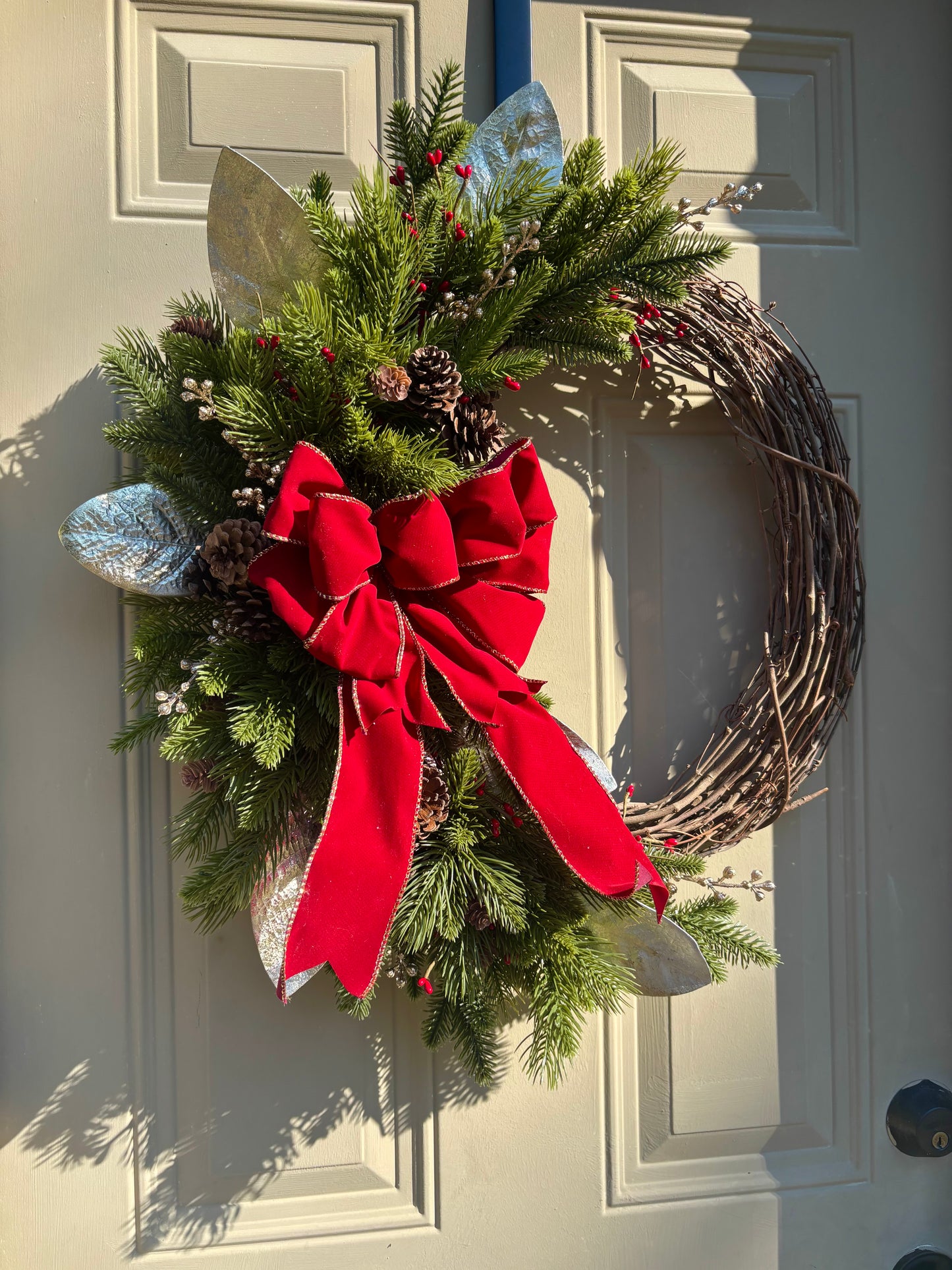 Cranberry & Gold Holiday Wreath