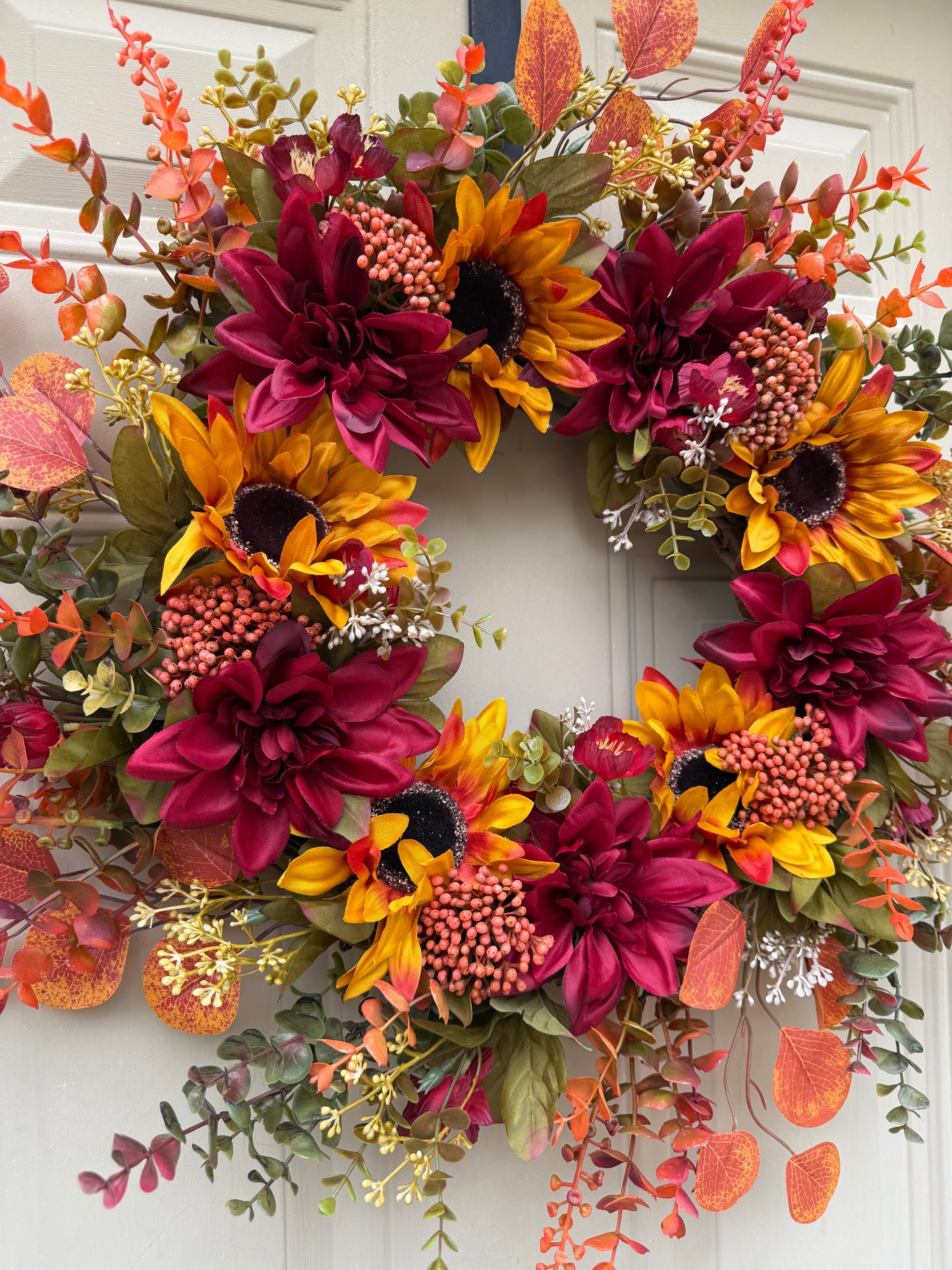 Sunflower and Dahlia Fall Wreath