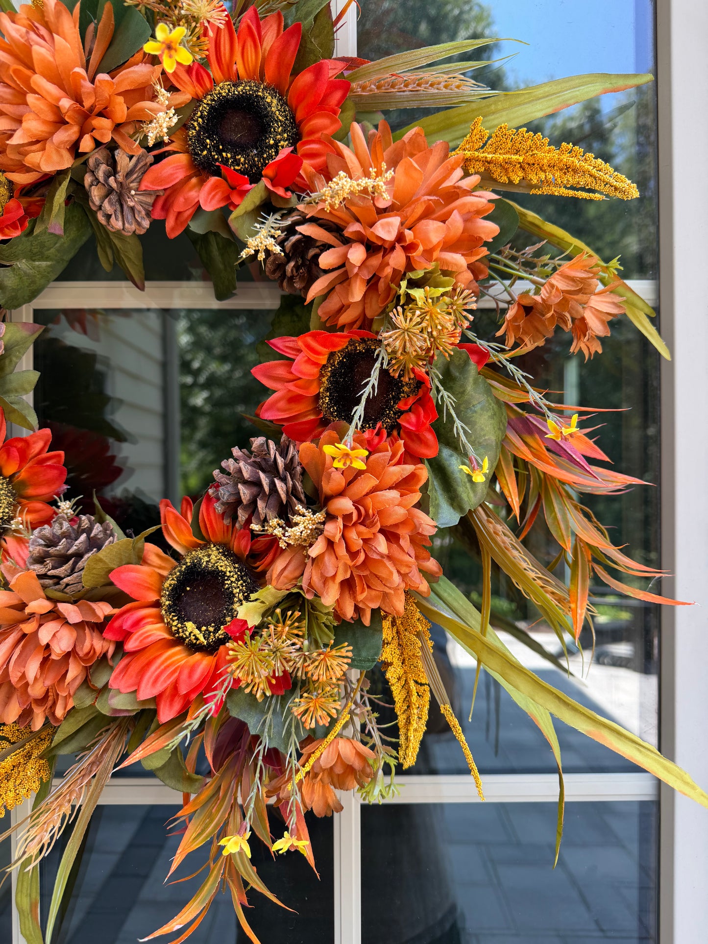 Sunflower and Mum Harvest Fall Wreath
