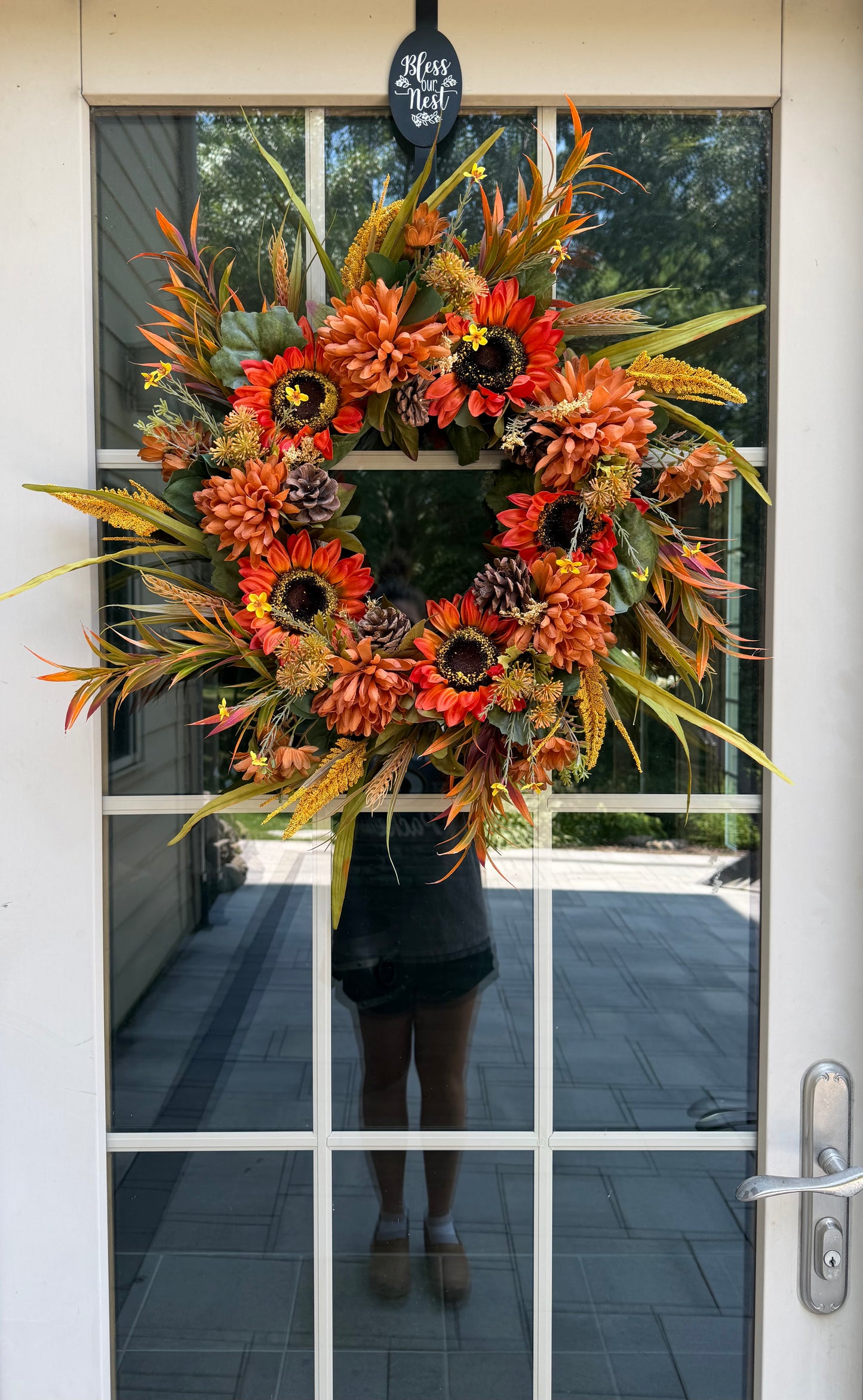 Sunflower and Mum Harvest Fall Wreath