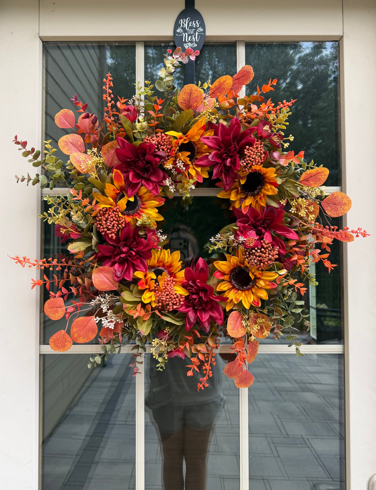 Sunflower and Dahlia Fall Wreath