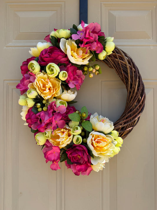 Ranunculus & Peony Spring Summer Wreath