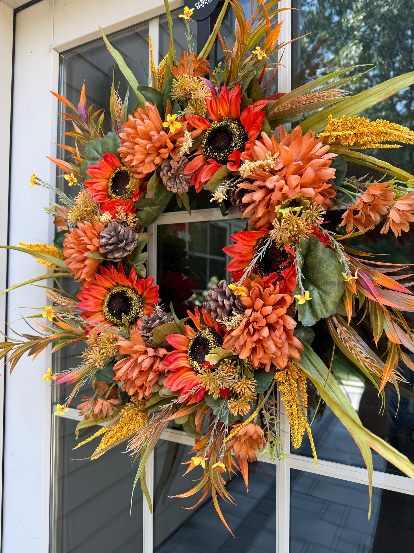 Sunflower and Mum Harvest Fall Wreath