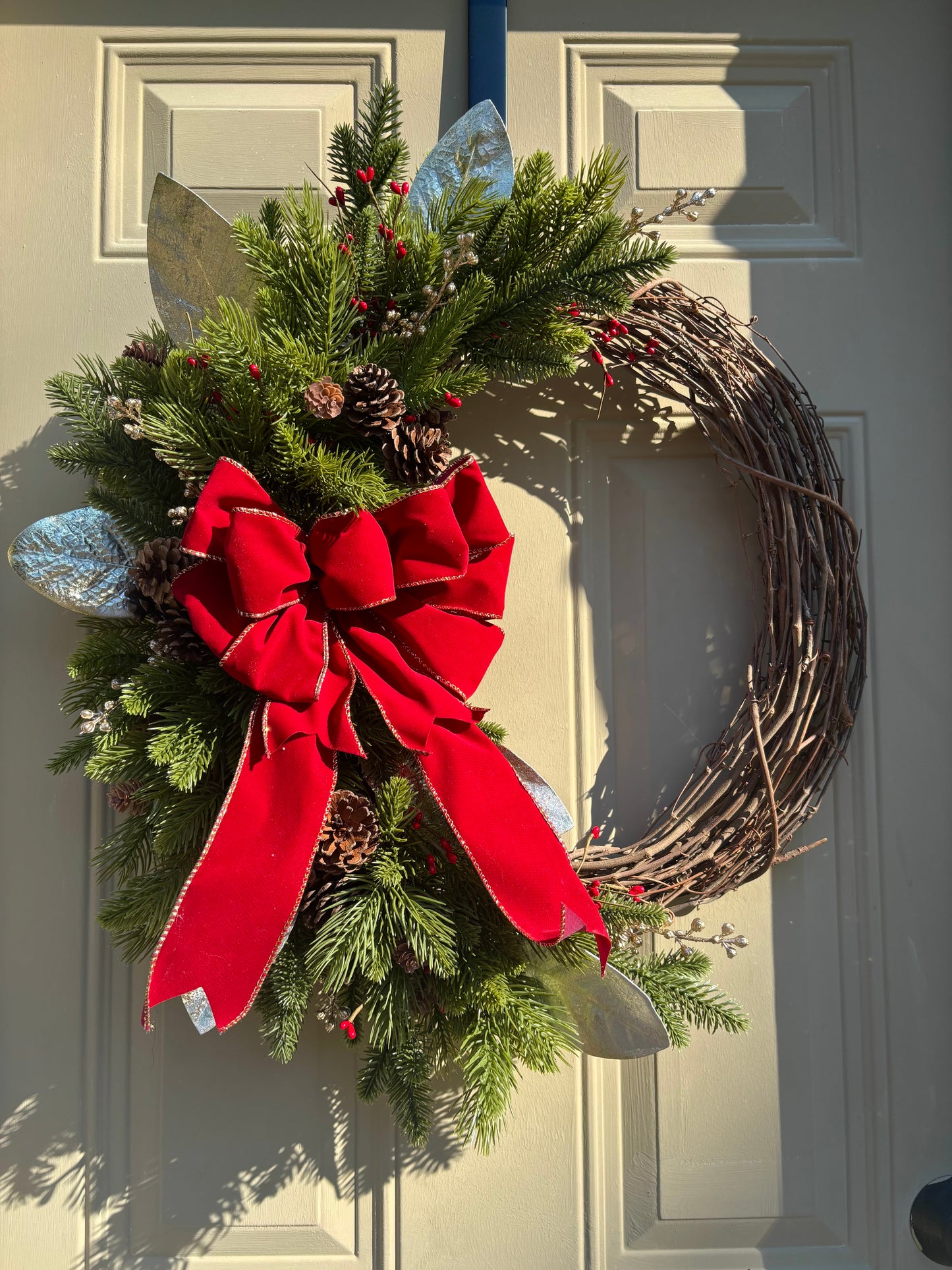 Cranberry & Gold Holiday Wreath