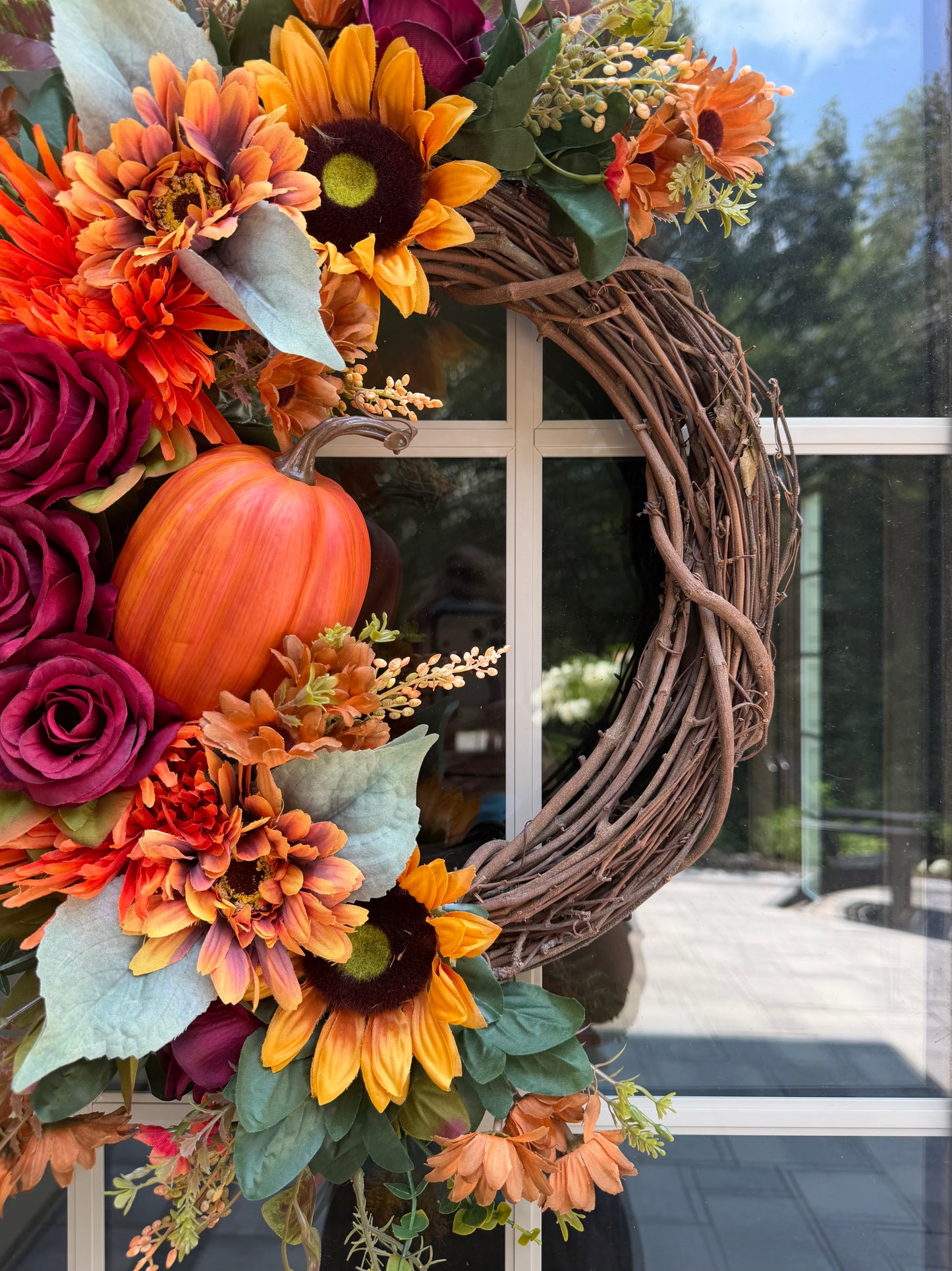 Sunflower, Pumpkin, & Rose Fall Wreath