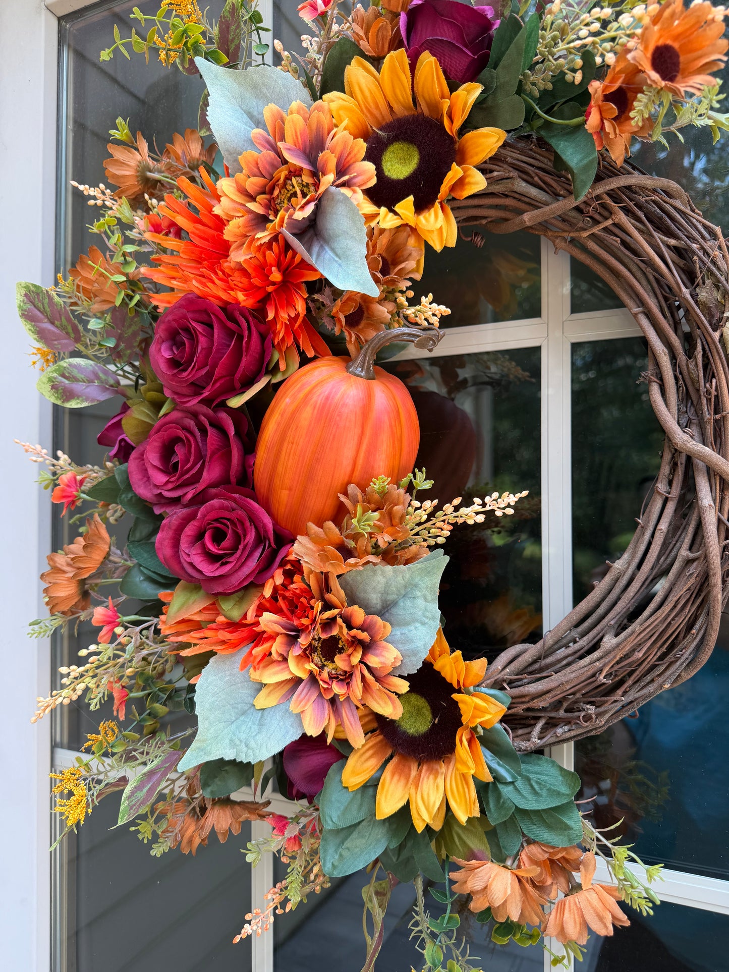 Sunflower, Pumpkin, & Rose Fall Wreath