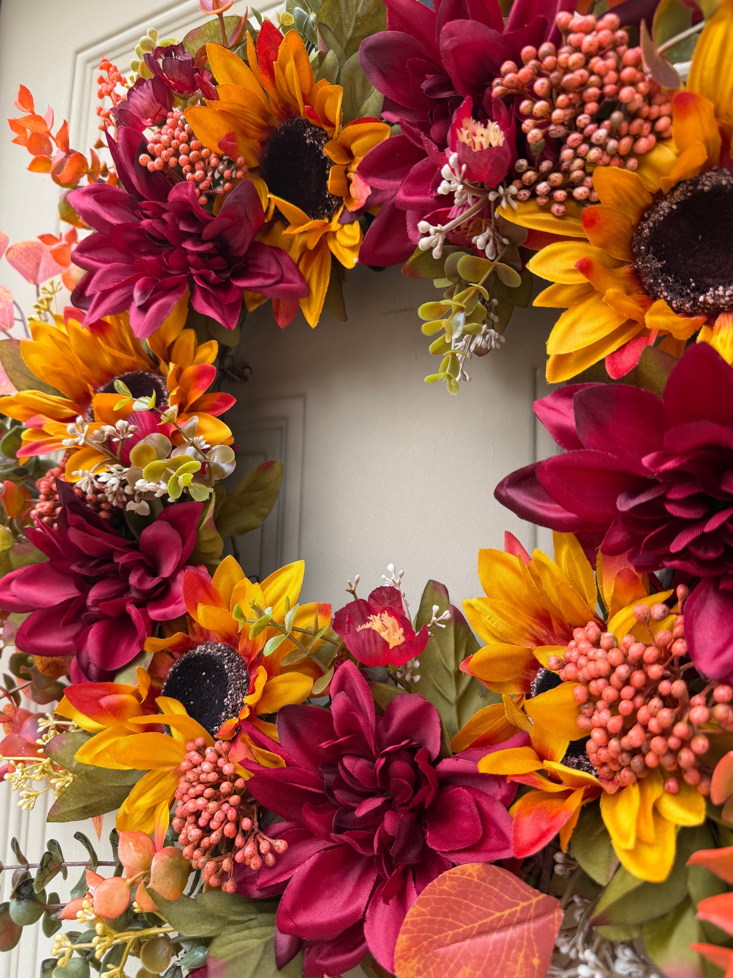 Sunflower and Dahlia Fall Wreath