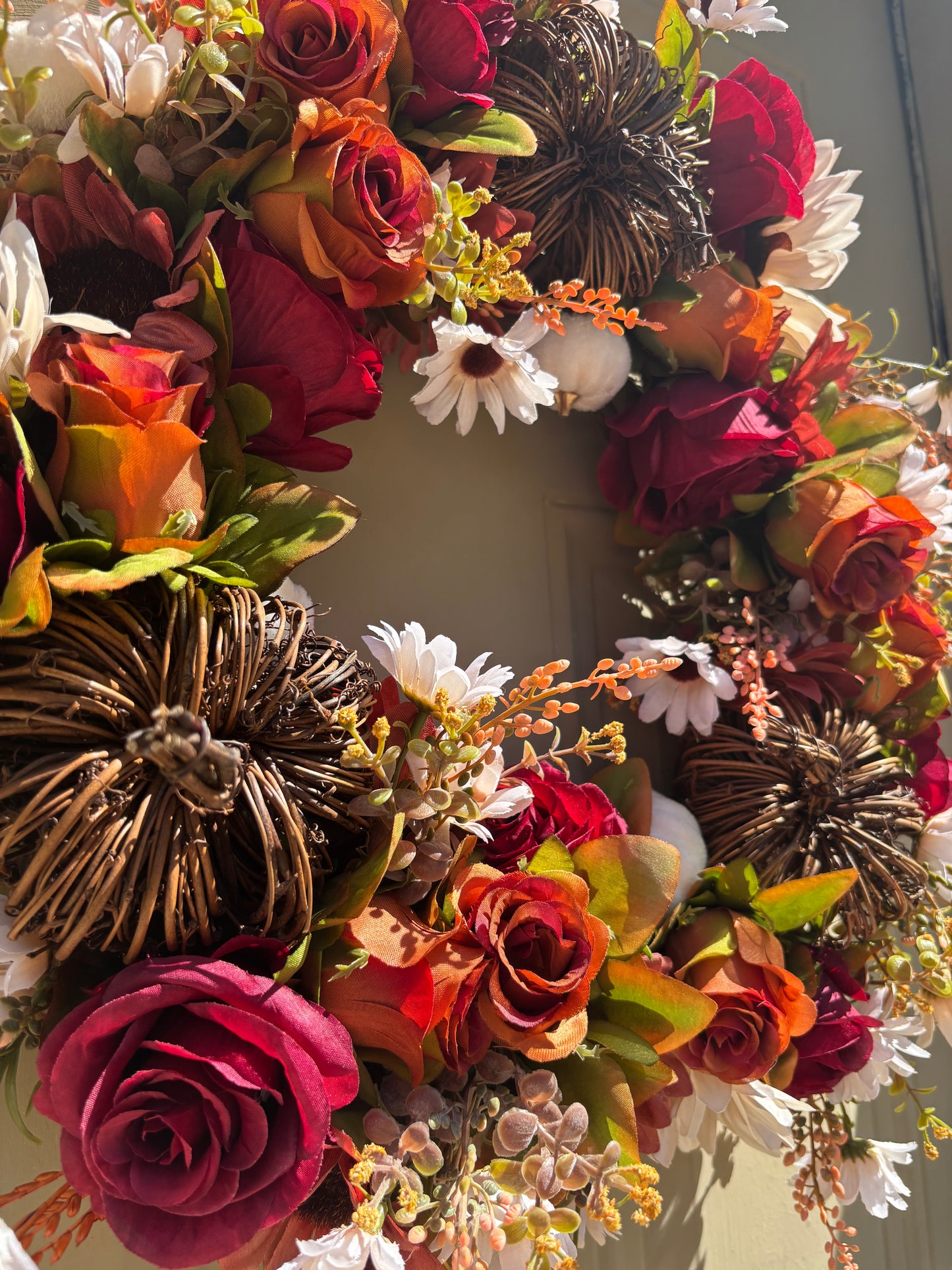 Sunflower and Rose Autumn Wreath