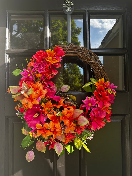 "Fuchsia Hibiscus" Summer Wreath