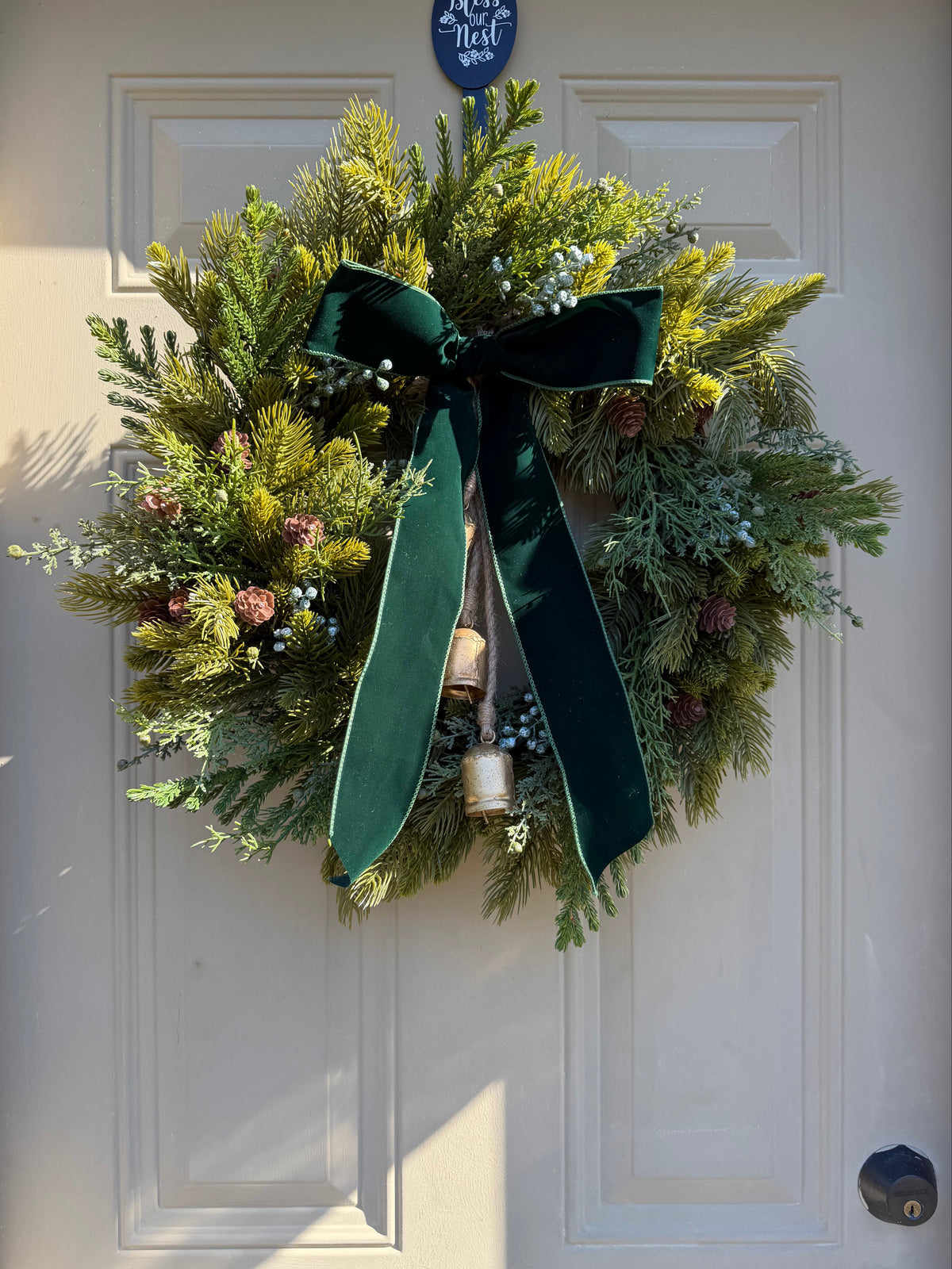 Classic Holiday Wreath with Green Bow