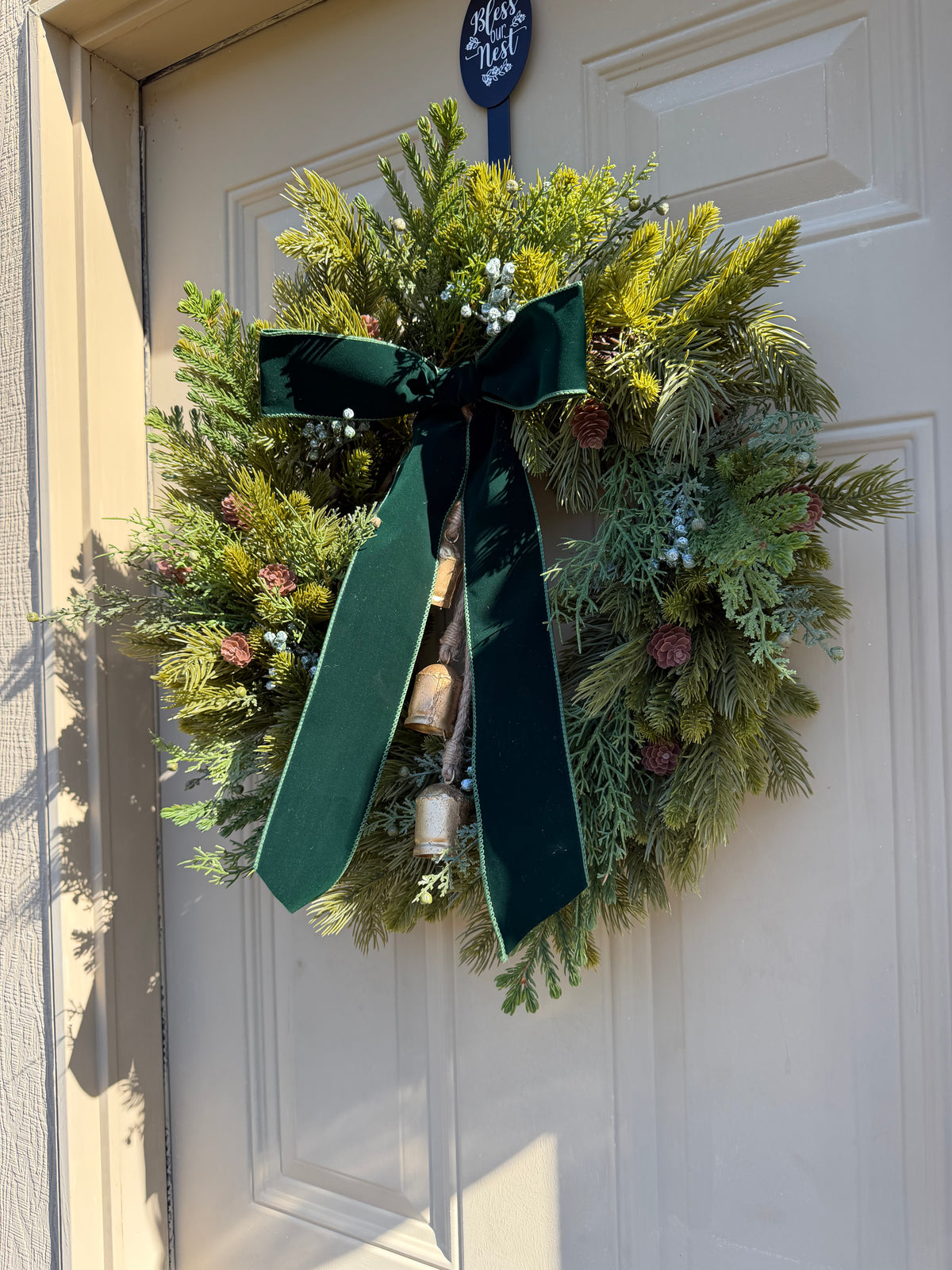 Classic Holiday Wreath with Green Bow